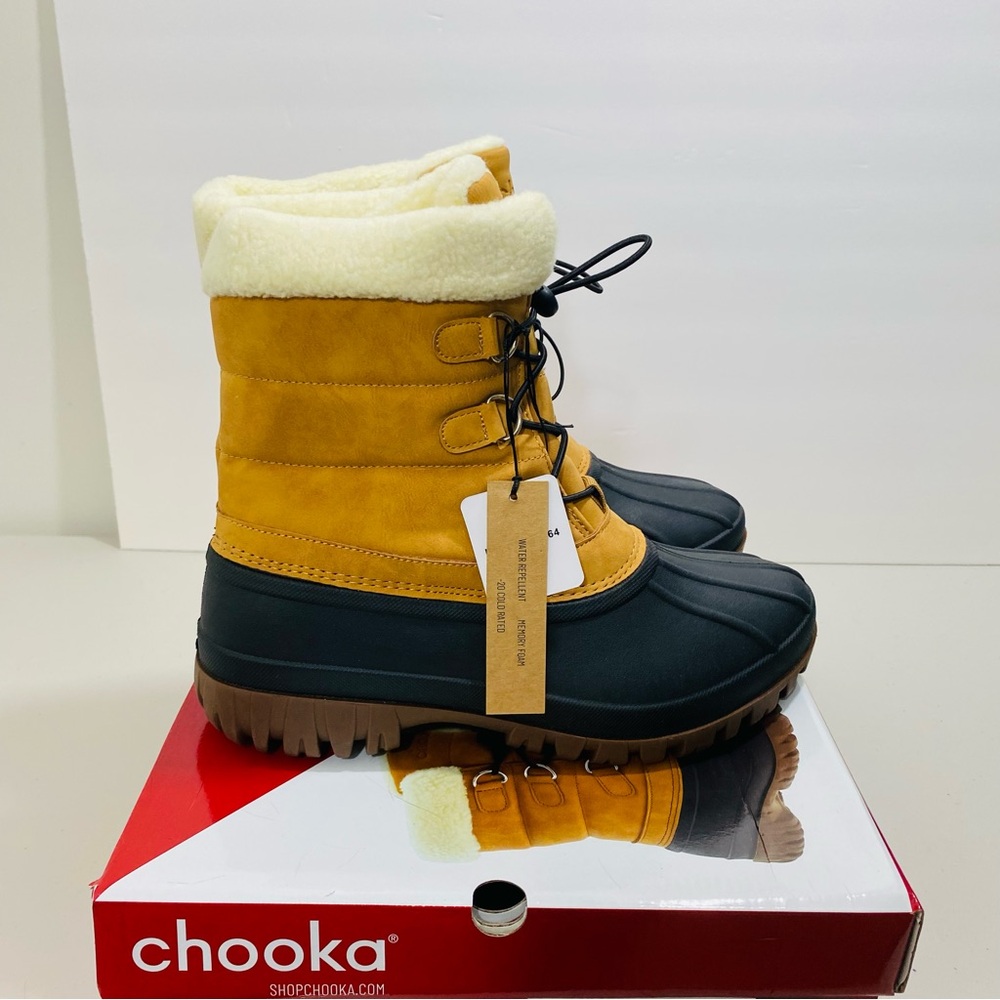 chooka Mustard Yellow and Black Insulated Winter Rain Boots